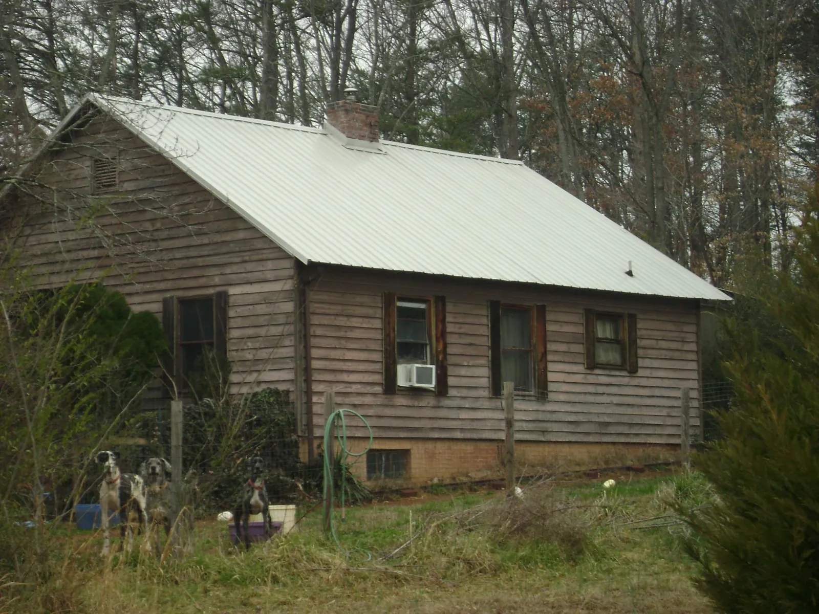 White metal roof on an old wood sided farmhouse, from a Metal Roof Installation job in Vanleer